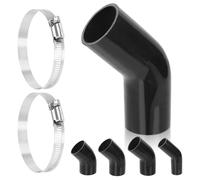 Swpeet 3Pcs 2,5 pouces - 63mm 45 degrés coude 4 plis en Silicone renforcé avec 59-82mm 304 acier inoxydable T Kit de serrage de tuyau pour Intercooler d’admission Turbo