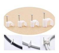 Swpeet 400 pcs Plusieurs modèles Premium Plastique Cercle Ensemble de clips de câble, plastique blanc Clips Cercle câble Gestion de câble RG6 RG59 Cat5 Cat6 RJ45-4 Taille 6/7/8/10 mm