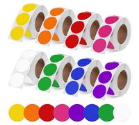 Swpeet 4000 PCS 8 rouleaux de 1 pouce pois autocollants imperméables auto - adhésifs, 8 couleurs vives, 500 étiquettes par rouleau, autocollant de code couleur rond pour le Bureau, boutique