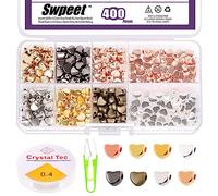 Swpeet 402Pcs 8 couleurs perles de coeur pour la fabrication de bijoux, perles de coeur de 6mm perles de séparateur de coeur perles de petit trou en vrac perles de bricolage en forme de coeur