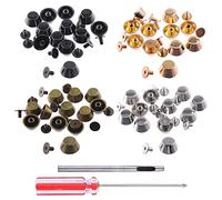 Swpeet 42 ensembles de 4 couleurs 11.5x5 mm - 1.5x0.5 cm en alliage à vis arrière pour sac à main et tournevis avec kit de perforation circulaire, rivets à bouton, rivets à vis à l'arrière, clous punk