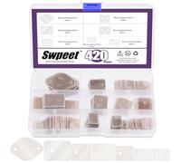 Swpeet 420 Pièces - Kit d'Assortiment de Feuilles d'Isolation en Mica Naturel Transparent Rectangulaire, 6 Tailles et 2 Styles (avec Trou et sans Trou), Pads Isolants en Mica pour Isolation Haute Temp