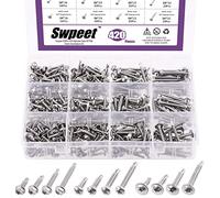 Swpeet 420 pièces type 3 410 tête de disque en acier inoxydable, tête de rondelle hexagonale et contre - poinçon kit de vis autotaraudeuses, vis autotaraudeuses à tête de vis en tôle