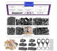 Swpeet 430 Guns Black Ribbon bracelet combo Kit, marque - pages clip boucle boucle boucle de homard fin sertie avec boucle de saut et rallonge de chaîne pour bricolage faire des signets