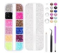 Swpeet 4403 PCS 2mm 3mm 4mm 5mm cristal clair plat strass et 12 couleurs 3mm semi - rond dos plat perles combo Kit, y compris tweezer pois outil sélection crayon, idéal pour les ongles bricolage