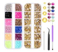 Swpeet 4403 PCS 2mm 3mm 4mm 5mm jaune cristal plat strass et 12 couleurs 3mm demi - cercle arrière plat Pearl combo Kit, y compris tweezer dot Tool Picking Pen, idéal pour la manucure bricolage