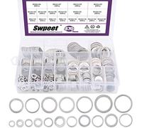Swpeet 470Pcs automobile métrique joint de bouchon de vidange d’huile en aluminium Kit d’assortiment de rondelles plates, y compris 18 tailles différentes - M6 M8 M10 M12 M14 M16 M18 M22 M24
