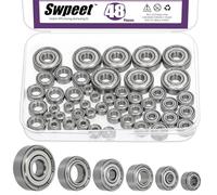 Swpeet 48Pcs 6 tailles 693ZZ, 623ZZ, 624ZZ, 685ZZ, 687ZZ, 627ZZ Kit d'assortiment de roulements à billes, roulements à rainures profondes en acier, double blindé