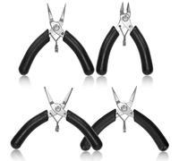 Swpeet 4pcs 4 types de 3,5 pouces bijoux pince set, outils de fabrication de bijoux pince à nez rond pince à nez plié pince à nez fil couteau latéral fournitures de fabrication de bijoux couteau obliq