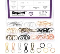 Swpeet 50Pcs 5 couleurs 40MM Push Gate Snap Crochet Fermetures avec bagues-clés Kit d'assortiment, Fermetures pivotantes Lanyard Snap Crochets, à clip à porte-clés et Kit de divisés pour sac à main