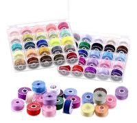 Swpeet 50pcs 50 couleurs polyester bobine pré - enroulée set avec boîte de bobine, bobine de fil à coudre, bobine pré - enroulée, compatible avec Brother/babylock/janome/elna /