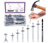 Swpeet 50pcs argent M6 x 30MM alliage d'acier ancrage en béton, clou d'expansion enfoncé, martelé clou d'enfoncement Kit, diamètre 1/4 ", longueur environ 1-3/16" pour béton,