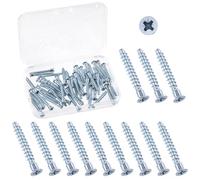 Swpeet 50Pcs M5 x 35mm acier au carbone plaqué bleu-blanc confirme le kit d'assortiment des vis, vis de raccordement de meubles auto-robinage de Phillips Drive pour l'assemblage et le montage