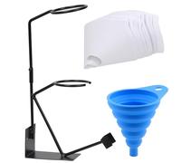 Swpeet 52Pcs 15 » Global Gravity Feed Paint Spray Gun Holder Stand with Strainer Holder, 12CM Silicone Funnel, 100 Micron Paint Filter with Fine Nylon Mesh Assortment Kit for HVLP Home Car Spray Gun