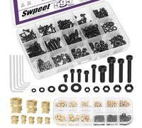 Swpeet 595 pièces M2 M2.5 M3 M4 M5 12.9 en acier allié Vis à douille hexagonale et inserts filetés en laiton avec écrous, rondelles, clés à molette, assortiment de vis, douilles hexagonales