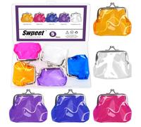 Swpeet 5Pcs 5Colors Clear Kiss Lock Change Pouch Kit, Porte-Monnaie Transparente en PVC imperméable, Petit Portefeuille en Plastique Clair, Mini Sacs d'argent Vintage, Sacs de pièces Portables