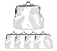 Swpeet 5Pcs Clair Kiss Verrouillage Changer Kit de Poche, PVC imperméable Transparent Monnaie Porte-Monnaie, Petit Plastique Transparent Portefeuille, Vintage Mini Sacs d'argent, Sacs de pièces