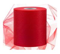 Swpeet 6 Inch by 200 Yards Bright Red Tulle Fabric Roll, Spool Fabric Tulle Ribbon, Netting Polyester Spool Ideal for DIY Handmade Birthday Party Wedding Decorations Christmas Craft Supplies