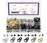 Swpeet 60 ensembles 6 couleurs crochets de lacet de chaussure avec kit de rivets en forme de champignon conique, crochet de dentelle de botte de chaussure, boucles d'oeillet d'anneau en D, raccords de