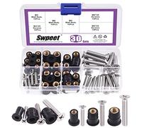 Swpeet 60 PCS 3 taille M4 M5 M6 néoprène écrou de puits avec M4 x 20mm M5 x 25mm M6 x 30MM acier inoxydable pozi vis laiton boulon écrou de puits Kit compatible avec kayak Paddle clip