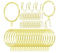 Swpeet 60Pcs 50mm/2" Diamètre intérieur Bague de Rideau en métal d'or avec Pin-on Drapery Crochets Kit d'assortiment, Drape Coulissant Eyelet Bague Crochets, pour Rideau de Douche de Porte de fenêtre