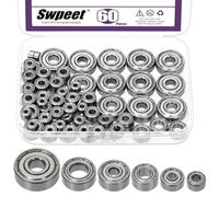 Swpeet 60Pcs 6 tailles 693ZZ, 623ZZ, 624ZZ, 685ZZ, 687ZZ, 627ZZ Kit d'assortiment de roulements à billes, roulements à rainures profondes en acier, double blindé