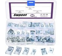 Swpeet 60Pcs M4 M5 M6 M8 Zinc plaqué Auto Auto Auto Clip Kit d’assortiment, Zinc plaqué U écrou U écrou, panneau de garniture en métal attache Clip à ressort