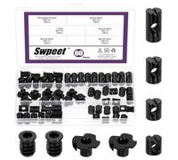 Swpeet 60Pcs M6 × 10/12/15/20 Cross Dowels Slotted Nut Barrel Nuts, Zinqué écrous de baril avec inserts filetés et T-écrous Kit d'assortiment