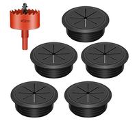 Swpeet 6Pcs 2,1 Pouces (53mm) Caoutchouc Bureau Grommet avec scie à Trou, Cable Grommet Flexible, Couverture de Trou de câble de Bureau, Couverture de Trou de Fil, Cordon de Bureau pour la Table