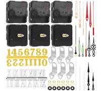 Swpeet 6pcs 20mm / 0.79 Pouces Long axe Horloge Mobile mécanisme Kit, 6 mouvements d'horloge avec 6 Crochets, 6 Paires d'horloges à Aiguilles différentes, 6 Ensembles de matériel de Montage