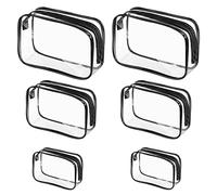 Swpeet 6Pcs 3 Sizes Clear Toiletry Bag Makeup Bags Waterproof Cosmetic Set, Transparent Cosmetic Pouches with Zipper Waterproof Portable PVC Plastic Zippered Organizer Cases