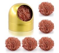 Swpeet 6pcs Or Soudure Tip Cleaner Set, Soudure Fer Tip Nettoyage Fil et Support Bobine Laiton Sponge, 1pcs Ball Shell Holder avec 5pcs Laiton Fil Nettoyant pour Nettoyage