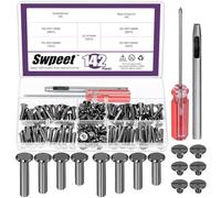Swpeet 70 Set M5 x 15mm 18mm 20mm 25mm Rivets en cuir en bronze rouge Chicago vis de fixation avec kit d'assortiment d'outils d'installation