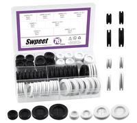 Swpeet 76pcs 4 Tailles 5/8 "13/16" 1 "1-3/16" Noir/Blanc Double Face Caoutchouc rondelle Kit, rondelle de Trou de Bouchon en Caoutchouc Rond Pare - feu Solide Trou de Fermeture Bouchon