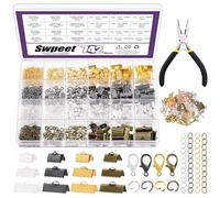 Swpeet 771pcs Kit d'Outils pour Bracelet avec Pinces, Marque-Pages, Fermoir Homard, Anneaux de Saut et Extenseur de Chaîne pour Bracelet et Collier