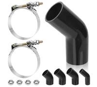 Swpeet 7Pcs 2,5 pouces - 63mm 45 degrés coude 4 plis en Silicone renforcé avec 72-80mm T serrage de tuyau et 6mm Kit écrou hexagone, tuyau en Silicone pur automobile pour Intercooler d’admission Turbo