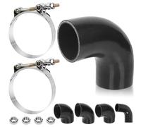 Swpeet 7Pcs 2,5 pouces - 63mm 90 degrés coude 4 plis en Silicone renforcé avec 72-80mm T serrage de tuyau et 6mm Kit écrou hexagone, tuyau en Silicone pur automobile pour Intercooler d’admission Turbo