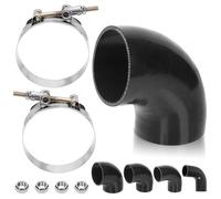 Swpeet 7Pcs 3 pouces - 76mm 90 degrés coude 4 plis en Silicone renforcé avec 86-94mm T serrage de tuyau et 6mm Kit écrou hexadécal, tuyau en Silicone pur automobile pour Intercooler d’admission Turbo