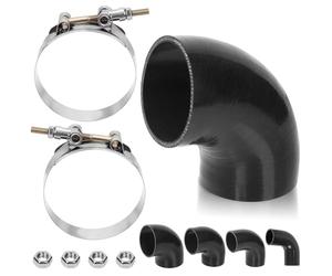 Swpeet 7Pcs 3 pouces - 76mm 90 degrés coude 4 plis en Silicone renforcé avec 86-94mm T serrage de tuyau et 6mm Kit écrou hexadécal, tuyau en Silicone pur automobile pour Intercooler d’admission Turbo