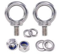 Swpeet 8 pcs M12 Filetage mâle en acier inoxydable 304 levage Bague Boulon à œil kit, y compris 2 pcs M5 Boulon à œil avec écrous de verrouillage de 2 pcs, 2 pcs Verrou Rondelles