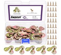 Swpeet 80Pcs 50MM/ 2Inch couleur Zinc plaqué acier au carbone boucle Type cintres de trou de serrure avec Kit de vis, cintre photo de plaque de suspension de trou de serrure pour le cadre de la photo