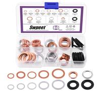 Swpeet 80pcs type 14 joint de vidange d'huile combo Kit Aluminium/cuivre/caoutchouc joint d'étanchéité d'huile sous pression Kit