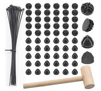 Swpeet 91Pcs 2 Styles Black Cube Plastic Connector with Cable Ties and Wooden Mallet Assortment Kit, Cube Round and Right Angle Organizer Connector Wire Grid Heavy Duty Zip Ties for Shelving