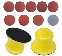 Swpeet 92Pcs disque de ponçage de 3 pouces avec crochet rond et plaque de soutien de crochet de bloc de ponçage à main de boucle pour - 10PCS Chacun de 80/100/180/600 /800/1000 /1200/2000 /3000