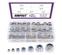 Swpeet Assortiment de 120 écrous de verrouillage métriques en acier inoxydable 304 Parfait pour les rondelles de serrure M3 M4 M5 M6 M8 M10 M12, S527, Assortment Kit