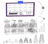 Swpeet Assortiment de 148 ressorts de compression en acier inoxydable de 3 styles, ressorts de compression coniques 0,3/0,5/0,7/0,8/1 mm, ressorts de compression 0,3/0,4/0,5 mm, ressort de torsion de