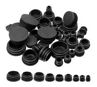 Swpeet Assortiment de 180 Embouts Ronds en Plastique Noir 9 Tailles 15/32", 11/20", 3/5", 3/4", 9/10", 2,5 cm, 1-1/5", 1-1/4", 1-1/2" Bing Embout de Poteau pour Tubes métalliques et Patins de