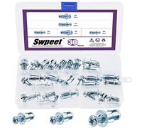 Swpeet Assortiment de 30 chevilles M4, M5, M6 avec vis, écrous pétales et fixations fines pour murs creux et Skin Line