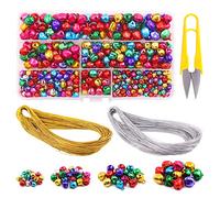 Swpeet Assortiment de 403 clochettes de Noël colorées de 4 tailles avec cordon doré et argenté de 200 m, clochettes et clochettes artisanales pour décorations de fête de Noë