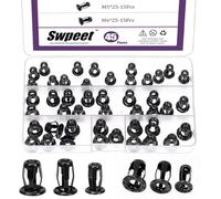 Swpeet Assortiment de 45 écrous creux M4 M5 M6 3 tailles M4 M5 M6 pour chevilles murales creuses - Écrous à pétales, écrous à noyau, vis d'ancrage, aveugles, embouts cruciformes, tige hexagonale pour